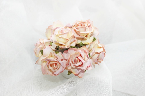 Розы кучерявые 30 мм, розово-желтые 5шт.